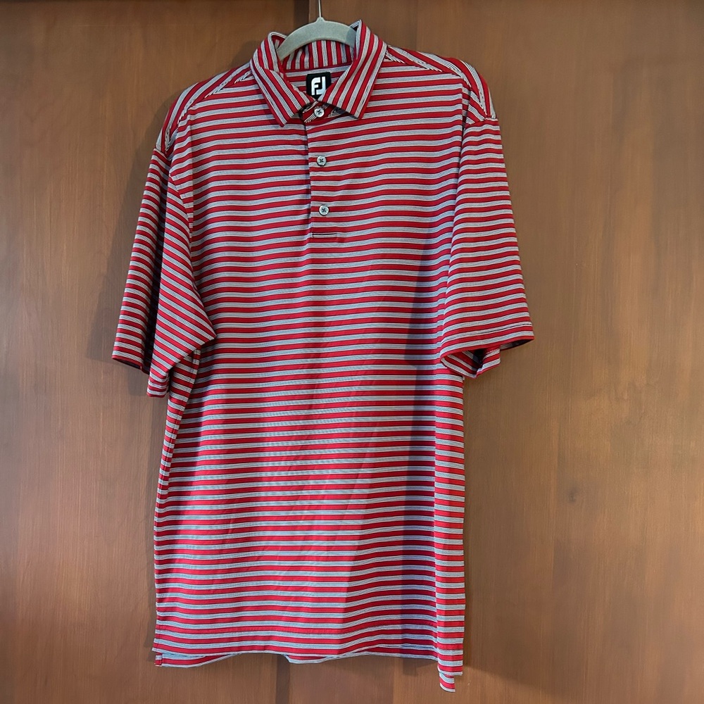 FootJoy Red and White Striped Polo